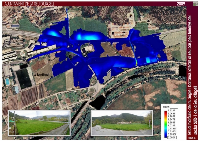 Estudi hidràulic del riu Segre i barrancs laterals al seu pas pels terrenys del sector SUD-1 de la Seu d'Urgell